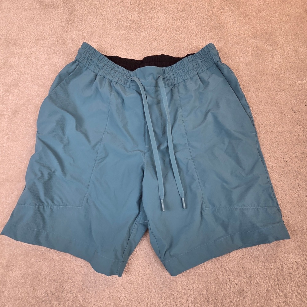 Lululemon Bowline Unlined Ripstop Shorts Mens Medium Teal Blue 8 Inch Inseam